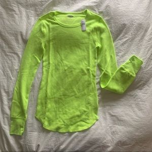 NWT Old Navy Long Sleeve Waffle Tee - Neon